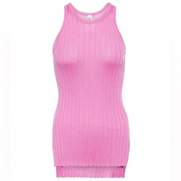 Petar Petrov Silk Ribbed Tank Top Pink - Picture 2 of 9